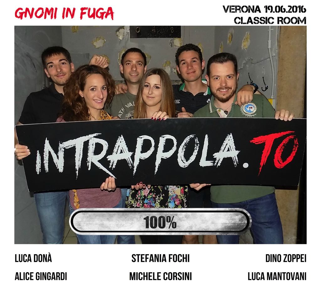 Il gruppo Gnomi in fuga è fuggito dalla nostra escape room Classic Room