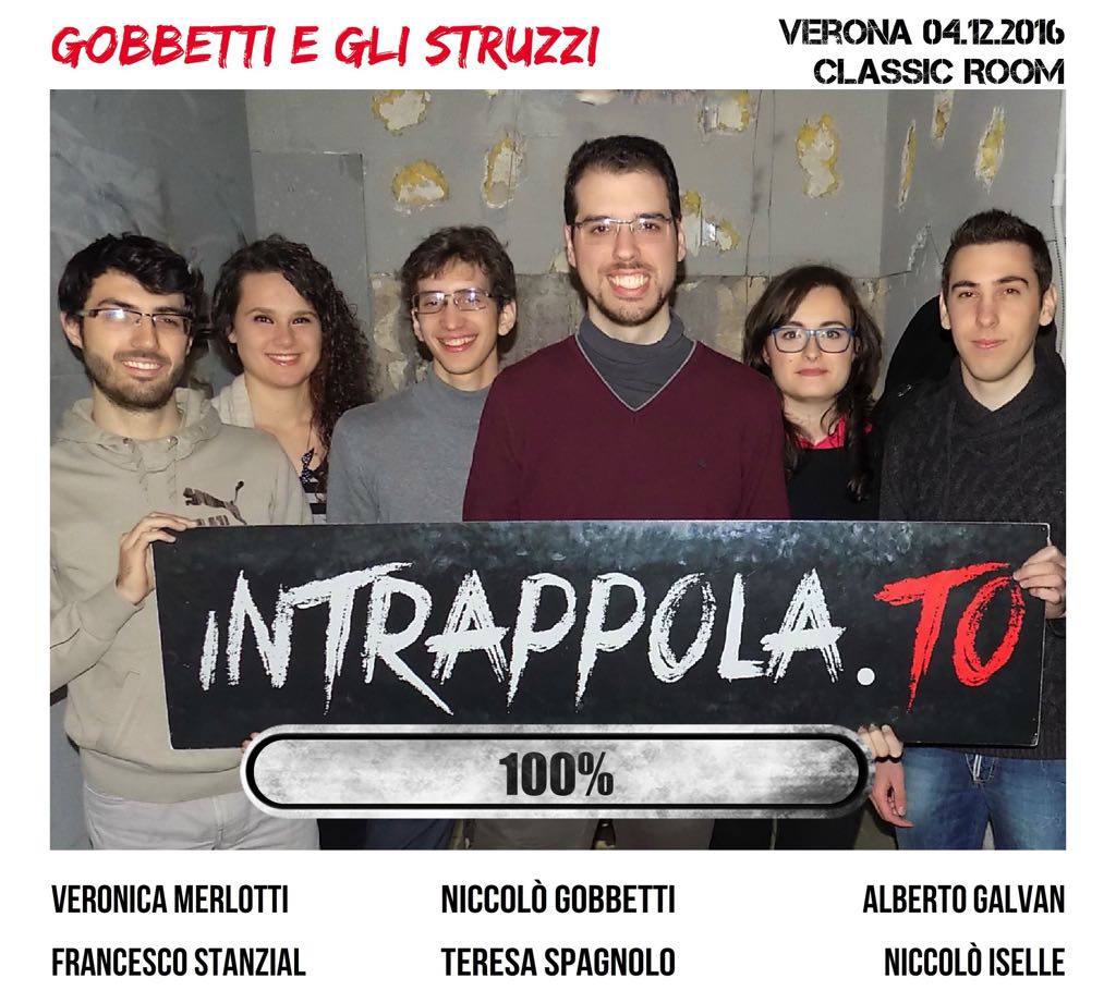 Il gruppo Gobbetti e gli struzzi è fuggito dalla nostra escape room Classic Room