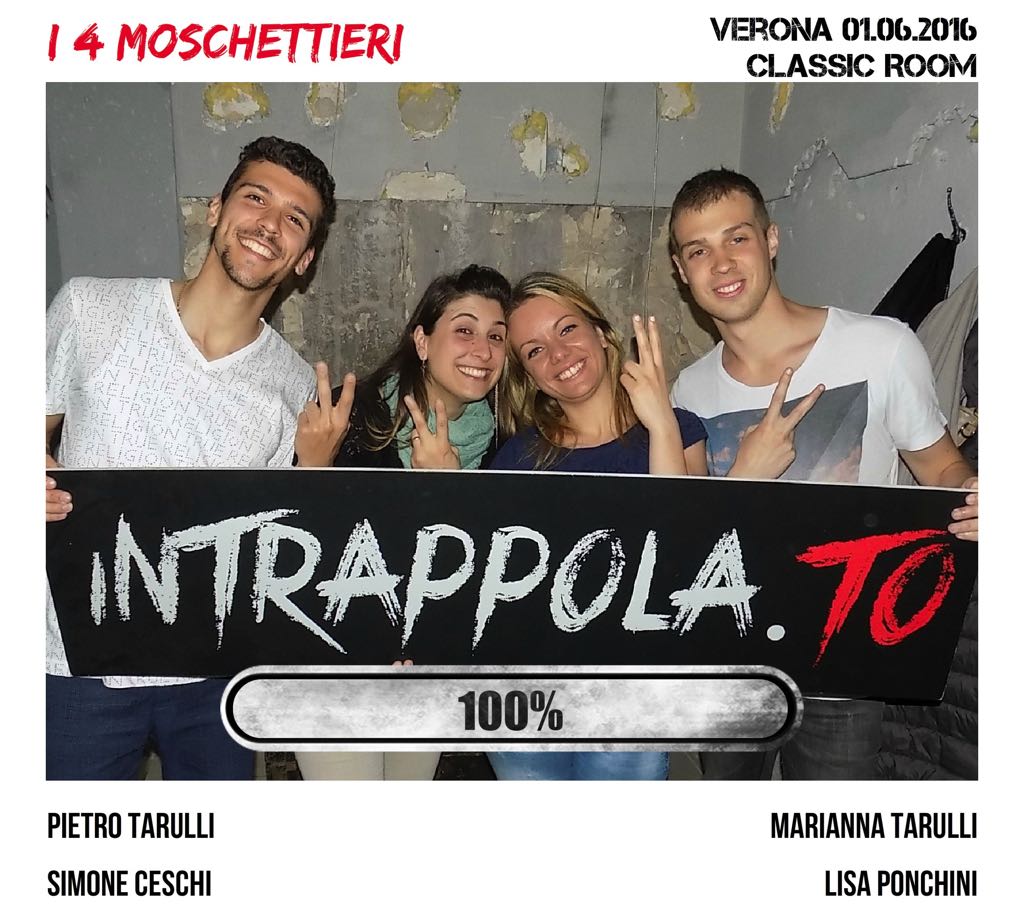 Il gruppo I 4 MOSCHETTIERI è fuggito dalla nostra escape room Classic Room