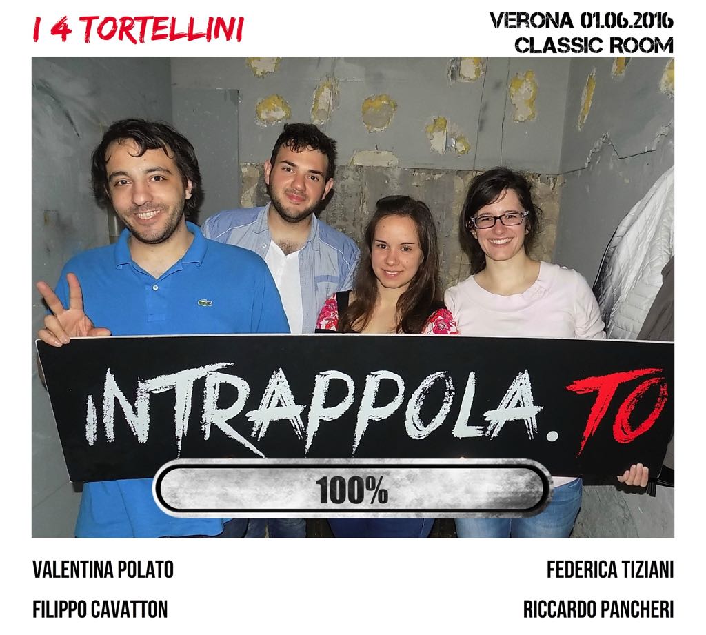 Il gruppo I 4 TORTELLINI è fuggito dalla nostra escape room Classic Room