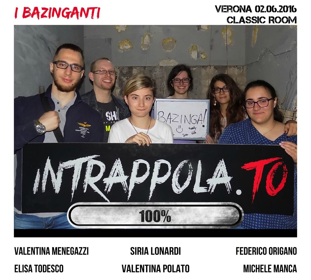 Il gruppo I BAZINGANTI è fuggito dalla nostra escape room Classic Room