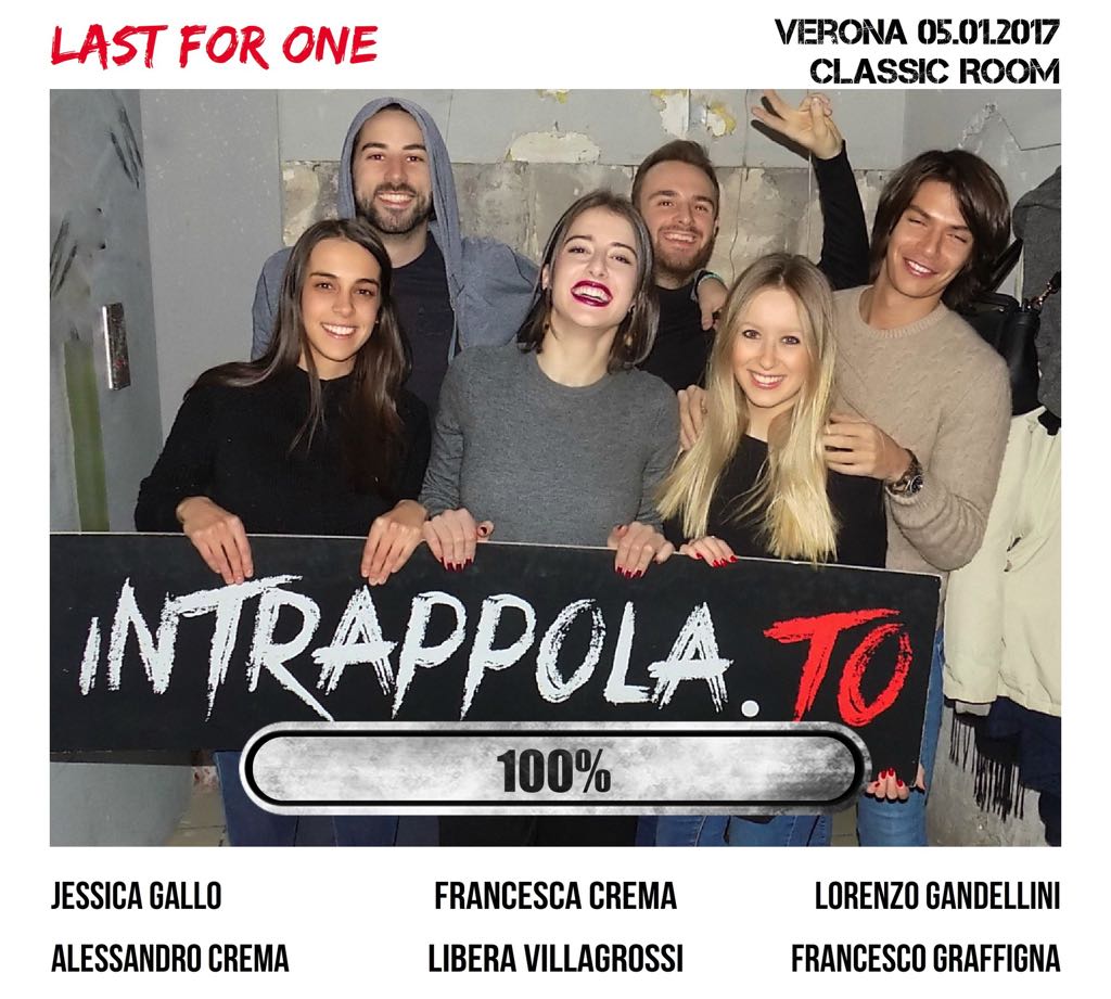 Il gruppo Last for one è fuggito dalla nostra escape room Classic Room