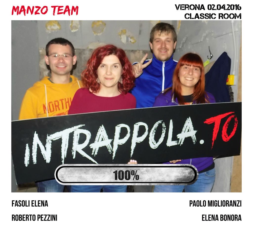 Il gruppo Manzo Team è fuggito dalla nostra escape room Classic Room
