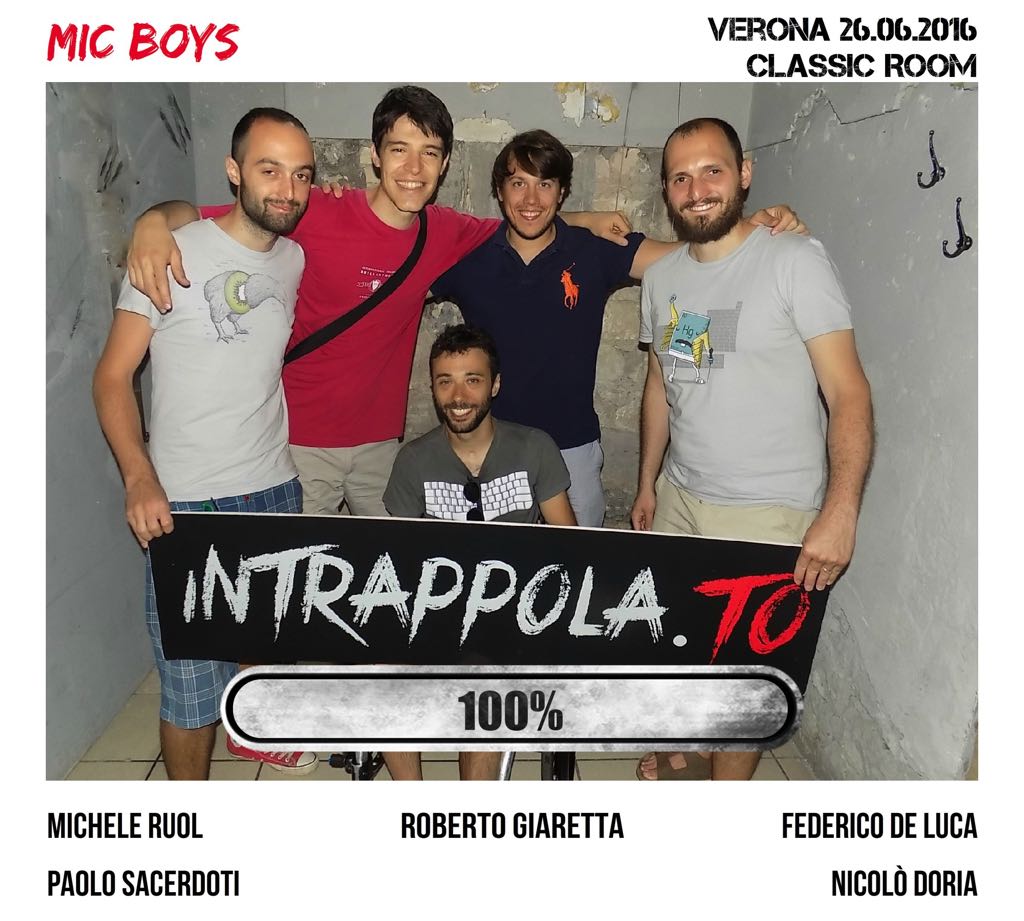 Il gruppo Mic Boys è fuggito dalla nostra escape room Classic Room