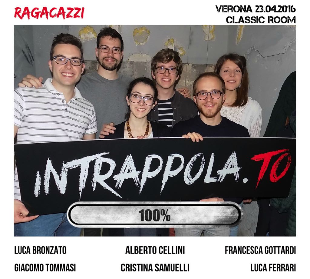 Il gruppo Ragacazzi è fuggito dalla nostra escape room Classic Room