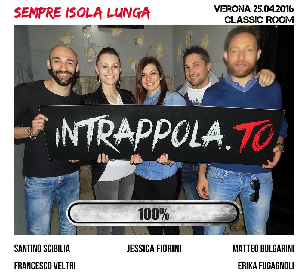 Il gruppo SEMPRE ISOLA LUNGA è fuggito dalla nostra escape room Classic Room