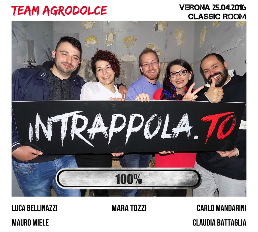 Il gruppo Team Agrodolce è fuggito dalla nostra escape room Classic Room