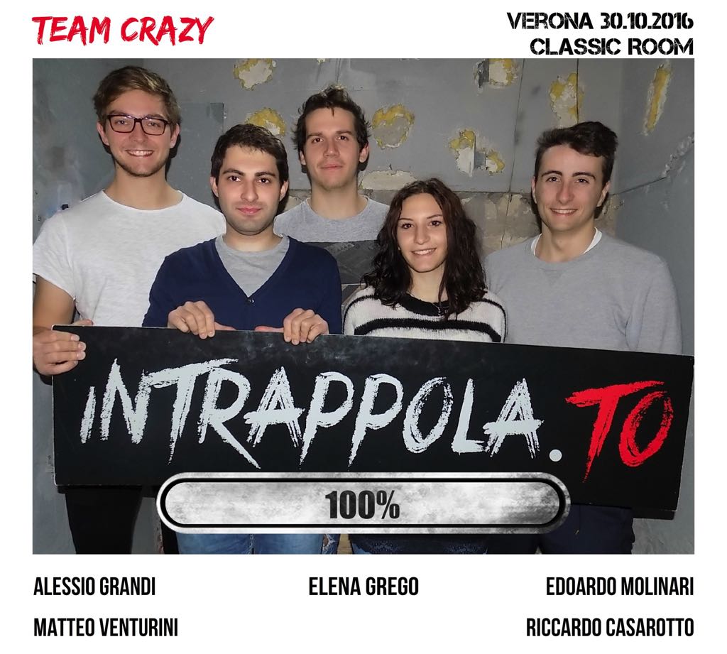 Il gruppo Team crazy è fuggito dalla nostra escape room Classic Room