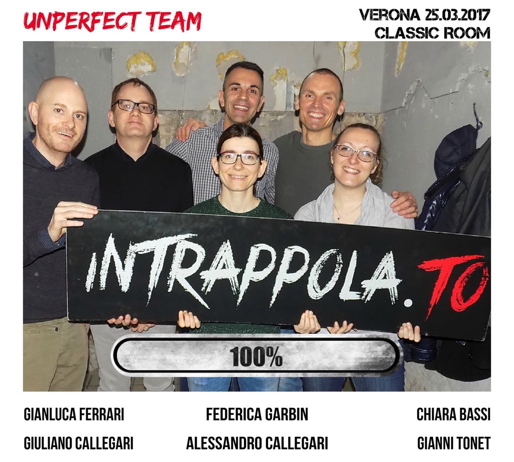 Il gruppo Unperfect Team è fuggito dalla nostra escape room Classic Room