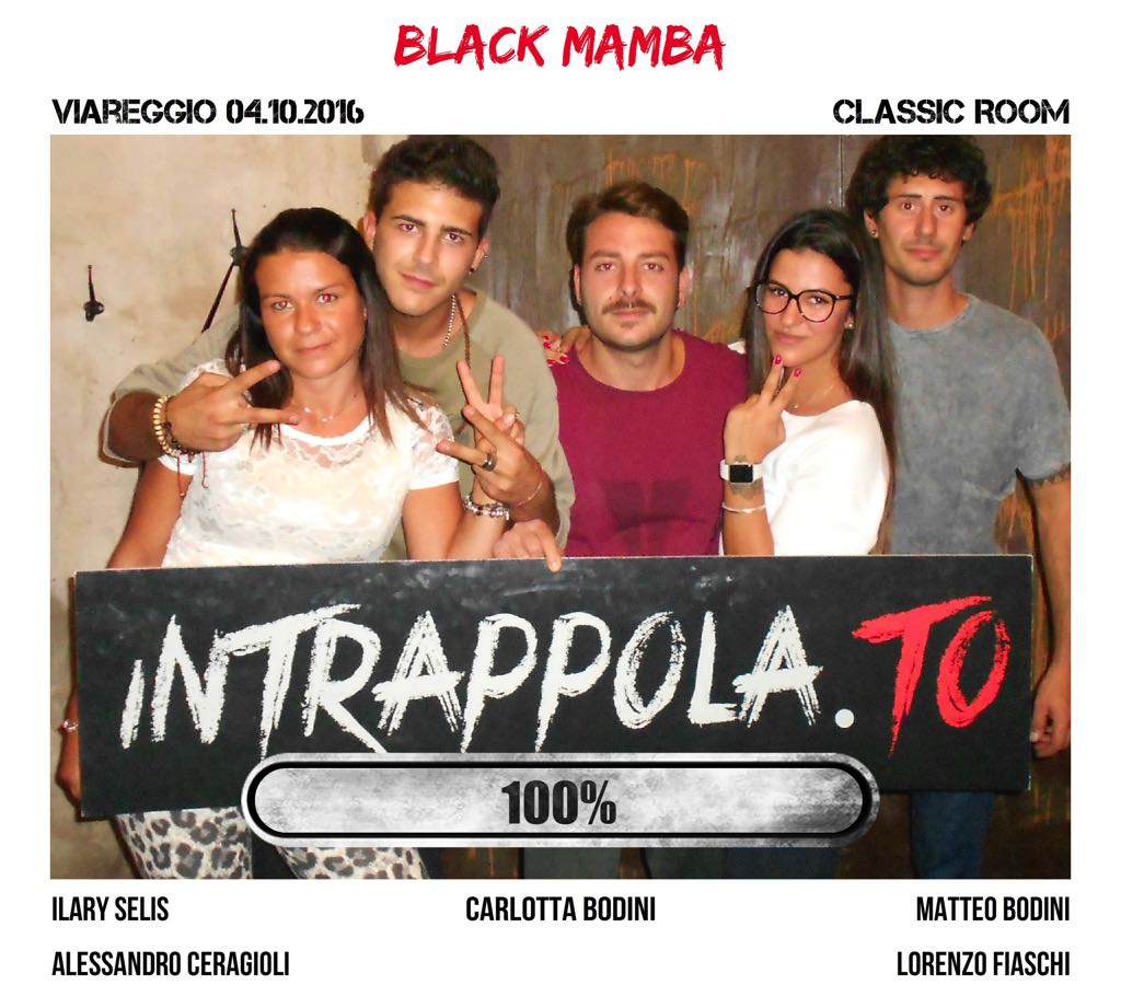 Il gruppo Black Mamba è fuggito dalla nostra escape room Classic Room