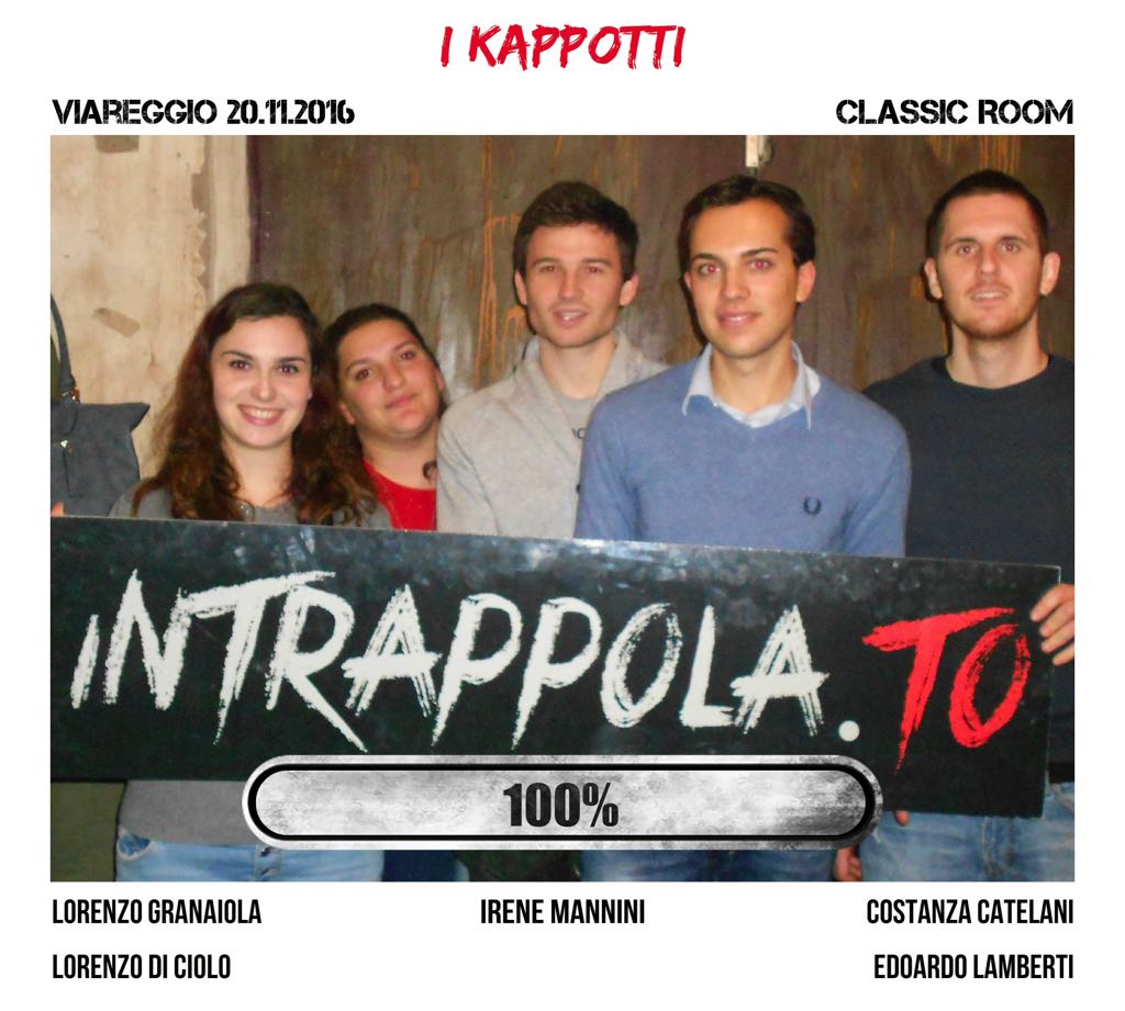 Il gruppo I Kappotti è fuggito dalla nostra escape room Classic Room