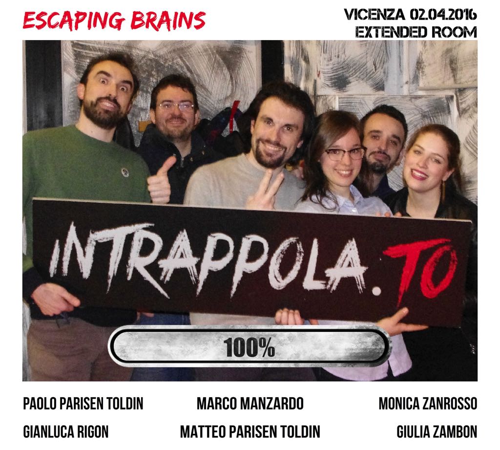 Il gruppo Escaping Brains è fuggito dalla nostra escape room Extended Room