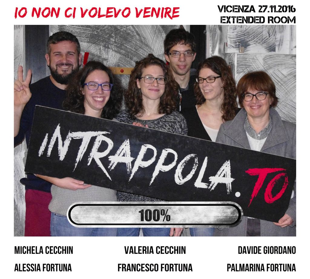Il gruppo Io non ci volevo venire è fuggito dalla nostra escape room Extended Room