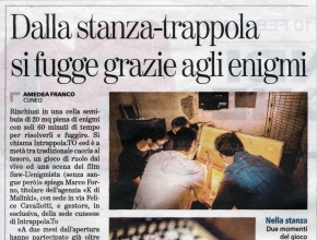 La Stampa - Intrappola.to: dalla stanza-trappola si fugge grazie agli enigmi