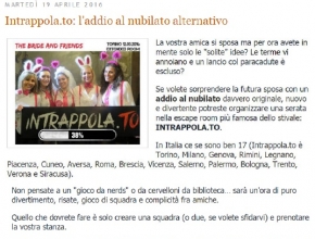 Il Corriere del Web - Tuttodonna - Intrappola.to: l'addio al nubilato alternativo