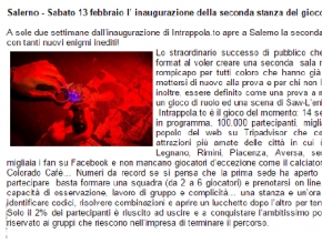 QuasiMezzogiorno - Salerno, l'inaugurazione della seconda stanza del gioco Intrappola.to