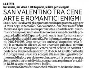 Il Secolo XIX - San Valentino tra cene, arte e romantici enigmi